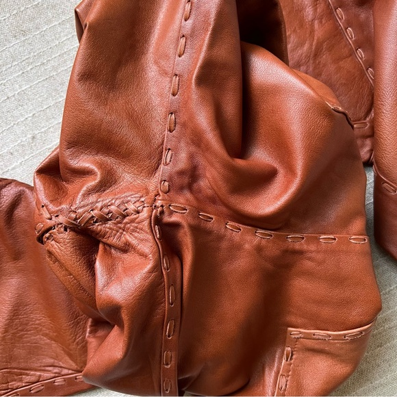 Vintage 1970s Whipstitched Buckskin Leather Flare Pants - Picture 10 of 16